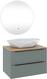 Runo Мебель для ванной Орлеан 70 Poligono подвесная зеленая/дуб натуральный – фотография-1