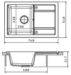 Florentina Мойка гранитная Липси 760 с углубленным крылом бежевый – фотография-2
