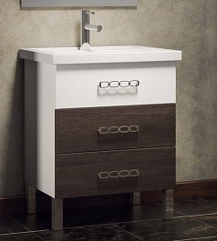  Тумба с раковиной Боско 60 белый/винтаж (тёмный) – фотография-1