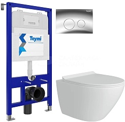 Teymi Унитаз подвесной Lina Pro T40112 с инсталляцией Aina T70011 с кнопкой Lina T70102CH – фотография-1