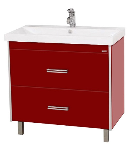 Misty Тумба с раковиной Джулия 90 QVATRO 2 ящика бордо – фото-1