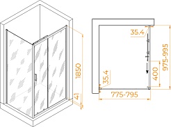 RGW Душевой уголок Passage PA-145 100x80 профиль хром стекло прозрачное – фотография-7