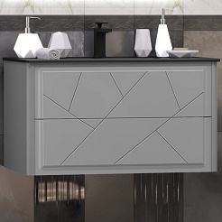 Opadiris Мебель для ванной Луиджи 90 подвесная серая матовая/антрацит – фотография-5