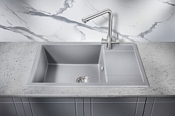 Milacio Мойка кухонная Navarra 78 Cuarzo серая металлик – фотография-2