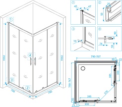 RGW Душевой уголок Hotel HO-31 80x80 профиль хром стекло прозрачное – фотография-3