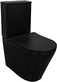 Azario Унитаз-компакт Black Queen AZ-8380 безободковый с бачком с сиденьем микролифт черный матовый – фотография-1