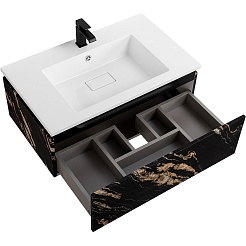 Cezares Тумба с раковиной Slider 80 подвесная чёрный фьюжн – фотография-5