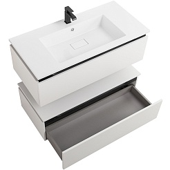 Cezares Тумба с раковиной Slider 100 с 2 ящиками белая – фотография-19