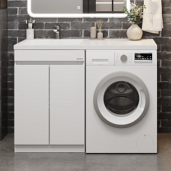 Onika Тумба с раковиной Милтон Нова 120 L под стиральную машину белая – фотография-2