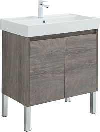 Aquanet Тумба под раковину Nova Lite 75 2 дверцы подвесная дуб рошелье – фотография-10