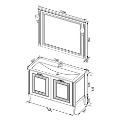 Aquanet Мебель для ванной Паола 120 белая/патина золото (187865) – фотография-8