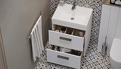 Velvex Тумба с раковиной Orlando 60 белая матовая – фотография-2