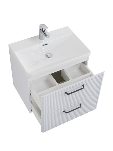 BelBagno Тумба с раковиной Due 60 подвесная Белый металлик ручки Матовый тёмный никель – картинка-15