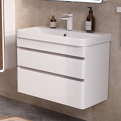 Equil Тумба с раковиной Soldi 80 2 ящика подвесная белый софт – фотография-3