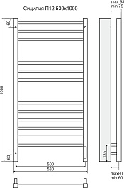 Terminus Полотенцесушитель электрический Сицилия П12 530x1000 хром – фотография-3