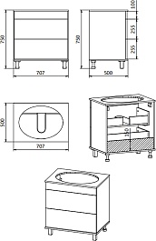 Brevita Мебель для ванной Enfida 70 бежевая – фотография-15