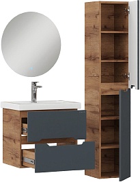 Onika Мебель для ванной Айленд 60 подвесная графит/дуб крафт – фотография-3