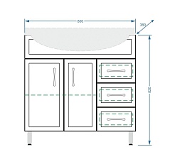 Stella Polare Тумба с раковиной Концепт 80, 3 ящика, R – фотография-5
