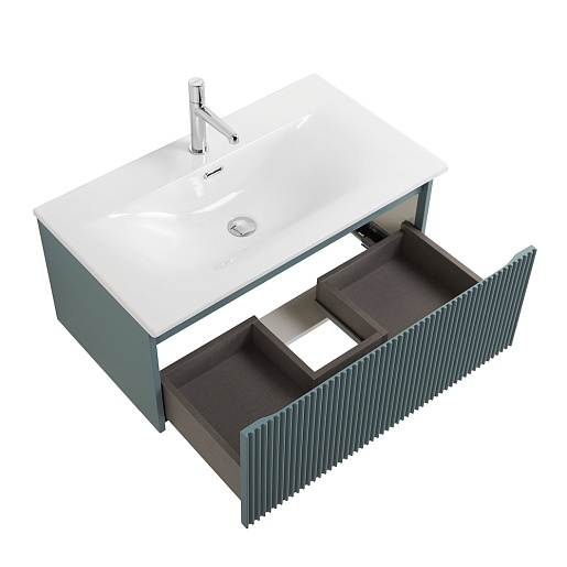 BelBagno Тумба под раковину Uno 80 с 1 ящиком подвесная Голубой матовый – фотография-8