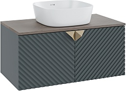 Runo Мебель для ванной Андорра 85 Bella подвесная зеленый графит/дуб коньячный – фотография-2