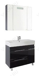 Водолей Тумба с раковиной Мальта 90 R с ящиками черная – фотография-12