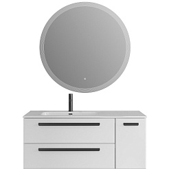 Cezares Тумба с раковиной Eco Cer-N 120-1 L bianco lucido CZR-8095-120-L ручки чёрные – фотография-3