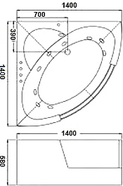 WeltWasser Акриловая ванна WW HB Plauer 140 WT с гидромассажем – фотография-3