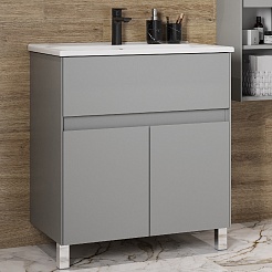 Акватон Тумба с раковиной Форест 75 серый туманный – фотография-6