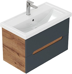 Onika Мебель для ванной Айленд 70 подвесная графит/дуб крафт – фотография-10