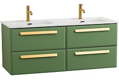 Cezares Тумба с раковиной Eco Cer-N 120 с 4 ящиками фисташковый софт CZR-8095-120-2 ручки сатиновое золото – фотография-1