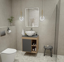 Teymi Тумба с раковиной Nura 70 дуб эврика/графит матовый T60530 раковина T50103 – фотография-2