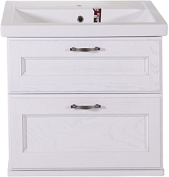 ASB-Woodline Мебель для ванной Прато 70 белый/патина серебро, массив ясеня – фотография-2