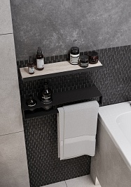 Акватон Полка Лофт Урбан 42 с полотенцедержателем и держателем стаканов черная матовая – фотография-2