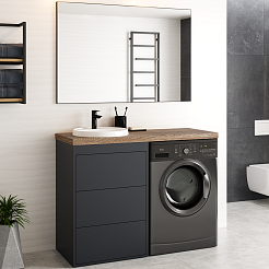 Brevita Мебель для ванной Grafit 120 под стиральную машину графит/махагон – фотография-1