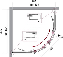 BelBagno Душевой уголок Uno 90/90 UNO-195-R-2-90-P-Cr стекло текстурное – фотография-7