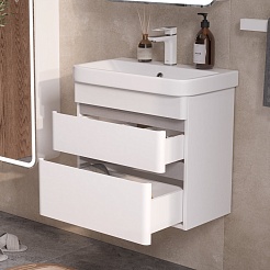 Equil Тумба под раковину Soldi 60 2 ящика подвесная белый софт – фотография-3