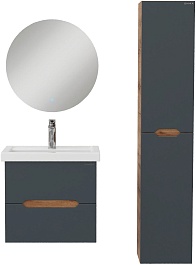Onika Мебель для ванной Айленд 50 подвесная графит/дуб крафт – фотография-2