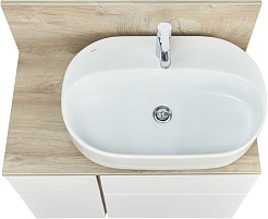 Акватон Столешница под раковину Мишель 80 со стеновой панелью дуб эндгрейн – фотография-2