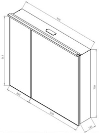 De Aqua Мебель для ванной Лонг 90, зеркало-шкаф Алюминиум – фотография-4