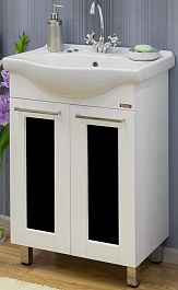 Sanflor Тумба для умывальника Валлетта 60 черное стекло – фотография-1