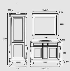 Misty Шкаф - пенал Мануэлла GOLD 60  R белый/сусальное золото – фотография-2