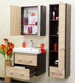 Sanflor Зеркало-шкаф Ларго 80 L венге/швейцарский вяз – фотография-3