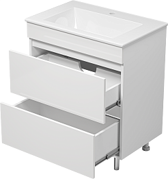 Misty Тумба c раковиной Енисей 70 2 ящика белая – фотография-4