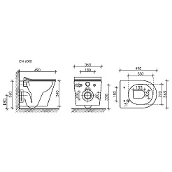 Ceramicanova Подвесной унитаз Balearica Rimless с шумоизоляционной панелью CN1000 с системой инсталляции Envision кнопка Round белая – фотография-6