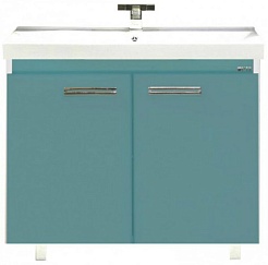 Misty Тумба с раковиной Джулия QVATRO 90 прямая голубая – фотография-1