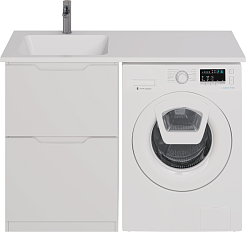 Dreja Мебель для ванной Bona 120 L под стиральную машину белая – фотография-13