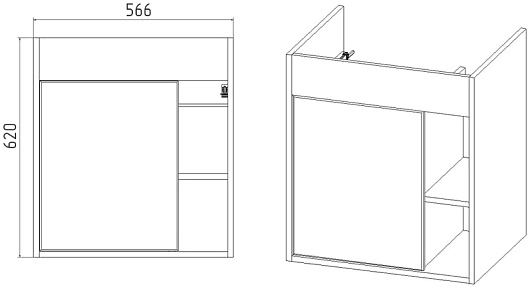 Viant Тумба с раковиной Бостон 60 подвесная белая/дуб вотан – фотография-8