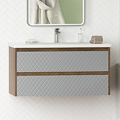 Brevita Тумба под раковину Chester 100 подвесная серый/дуб чарльстон темно-коричневый – фотография-2