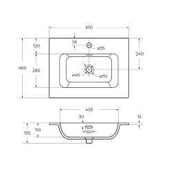 Cezares Тумба с раковиной Eco Cer-N 60 bianco opaco CZR-8073-60 ручки сатин – фотография-6