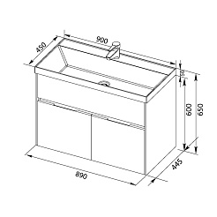Aquanet Тумба с раковиной "Латина 90" черная (179931) – фотография-3